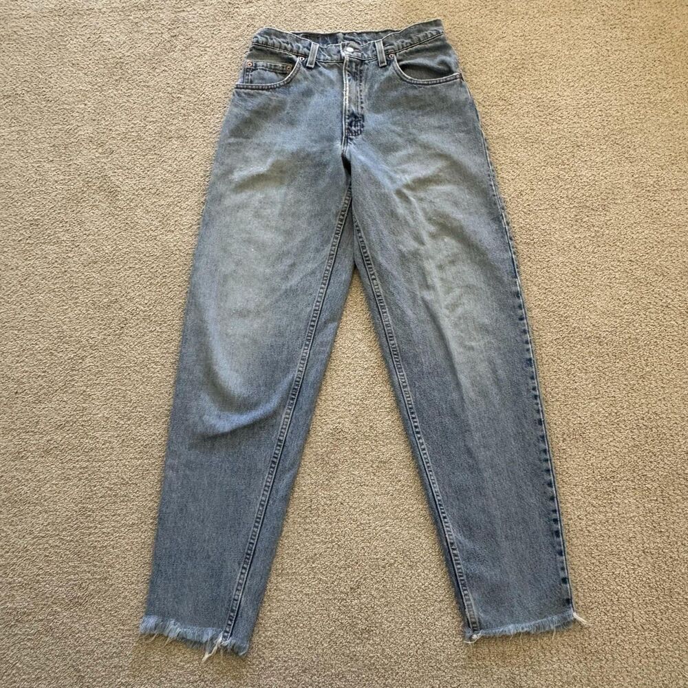 VINTAGE Levi's 560 Jeans Womens 29x34 Blue Light Wash Loose USA 90s Raw Hem